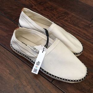 NWT ZARA flats slippers shoes espadrilles loafers men’s cream beige hemp new